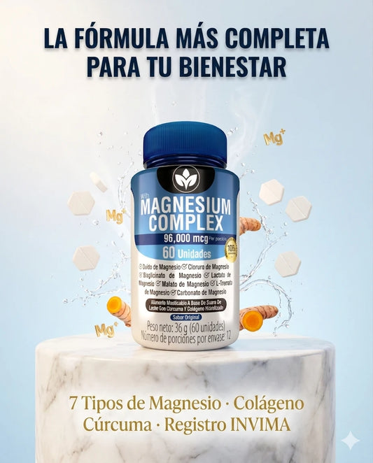 MAGNESIUM COMPLEX 96,000 mcg - 7 TIPOS DE MAGNESIO CON REGISTRO INVIMA