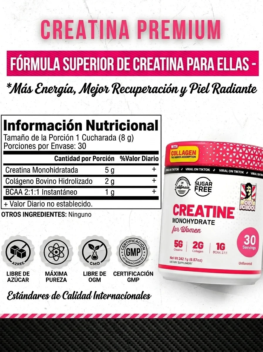 CREATINA MONOHIDRATADA PURA Y COLÁGENO